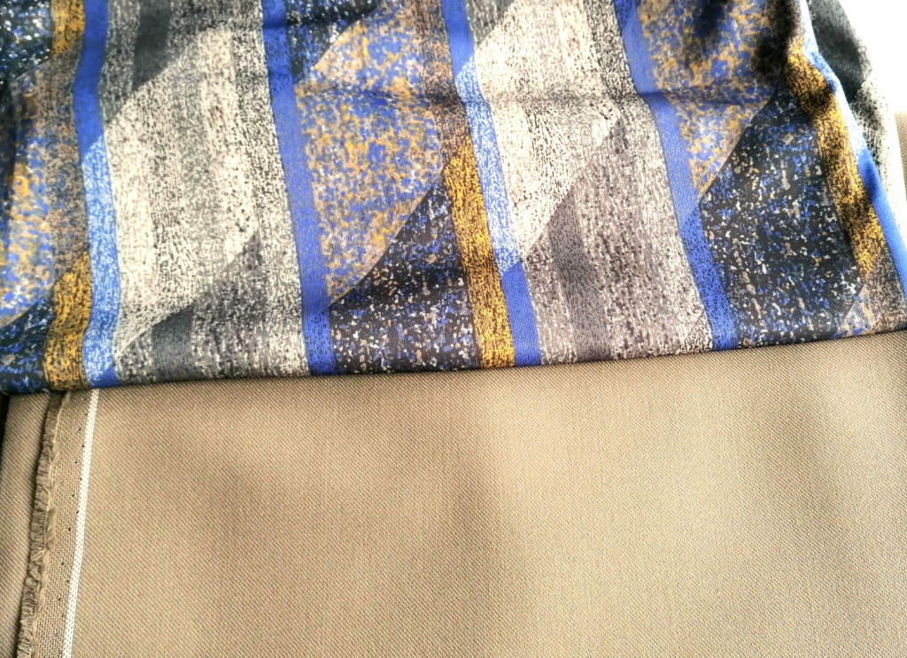 vintage jersey in blauw beige grijs tinten 2m - Afbeelding 5