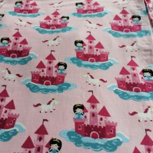 katoenen jersey roze met kasteel 1,4m