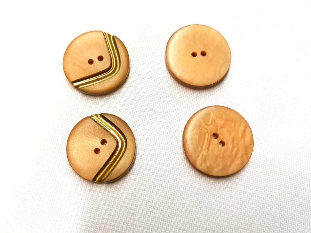 knopen beige-roze met goudkleur 20mm - Afbeelding 2