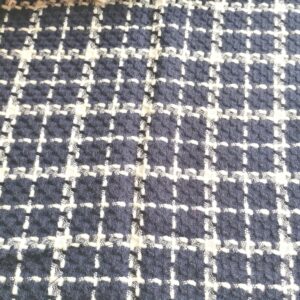 vintage geruite wollen stof  blauw wit 2,25m