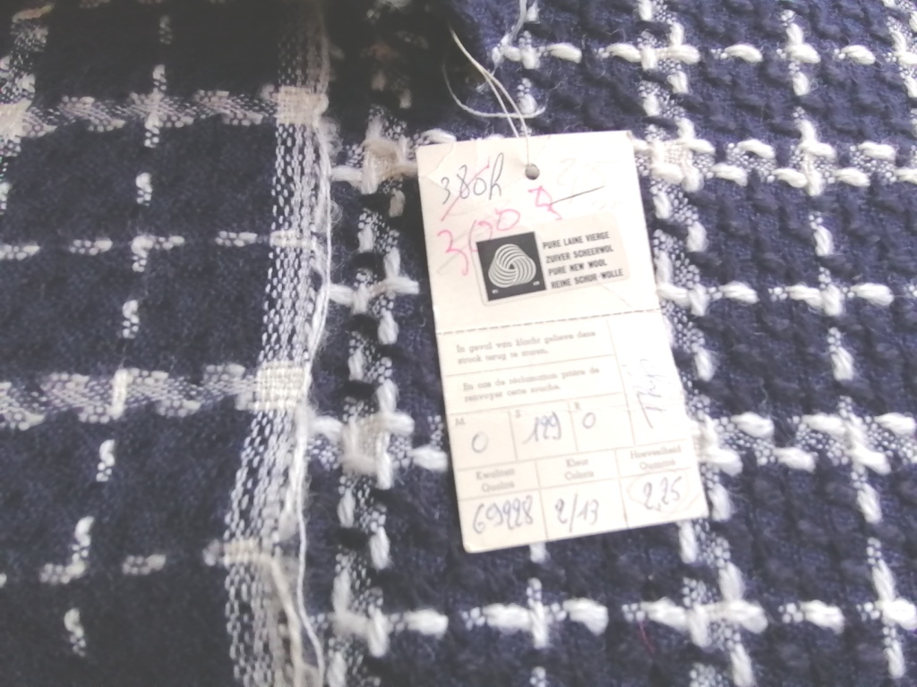 Jaren 70/80 wollen ruitstof blauw wit 2,25m - Afbeelding 3