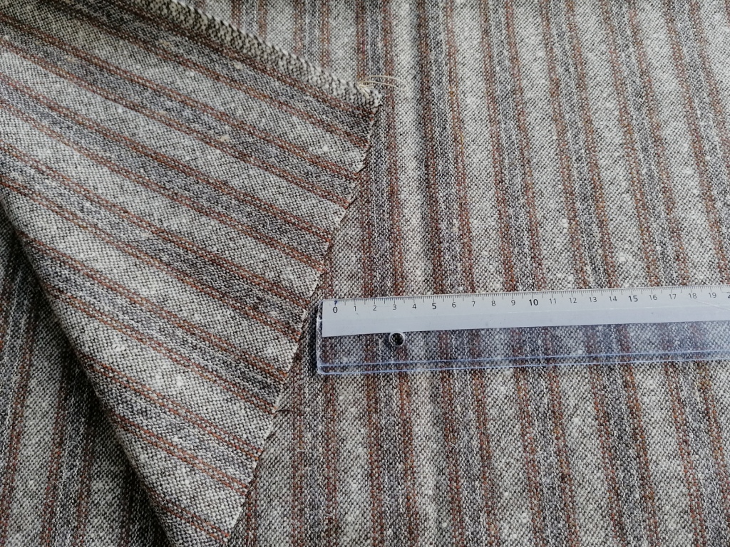 wollen stof beige bruin gestreept 1,3m - Afbeelding 2
