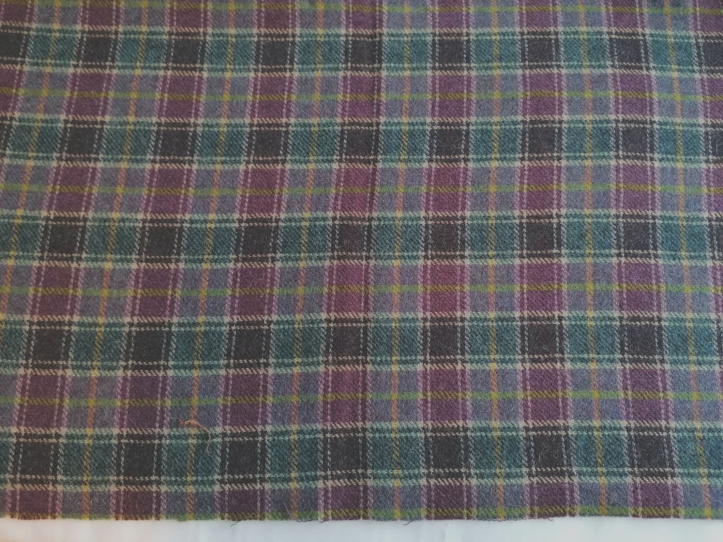 paars-groene wollen tweed stof 1,75m