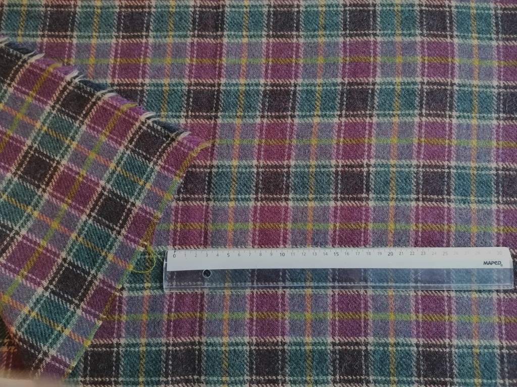 paars-groene wollen tweed stof 1,75m - Afbeelding 2