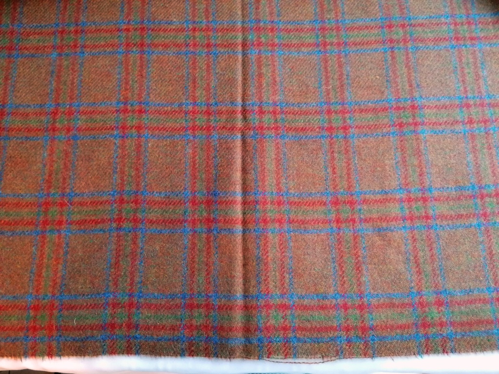 Jaren 70/80 wollen tweed oranjebruin geruit