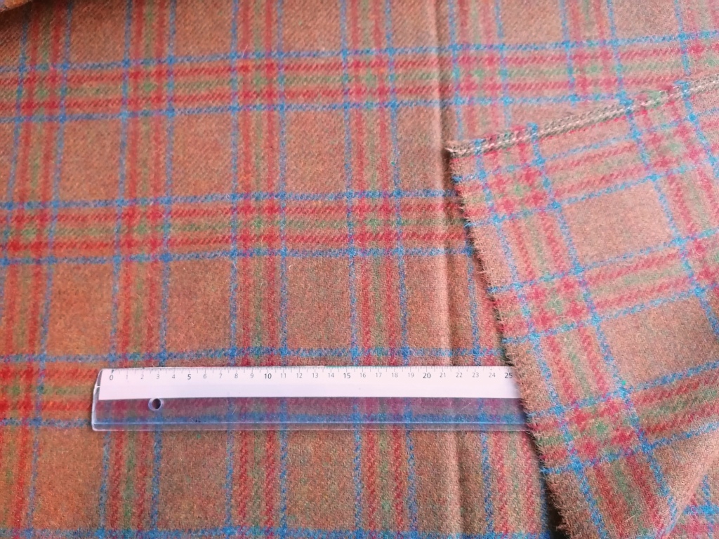 Jaren 70/80 wollen tweed oranjebruin geruit1,7m - Afbeelding 2