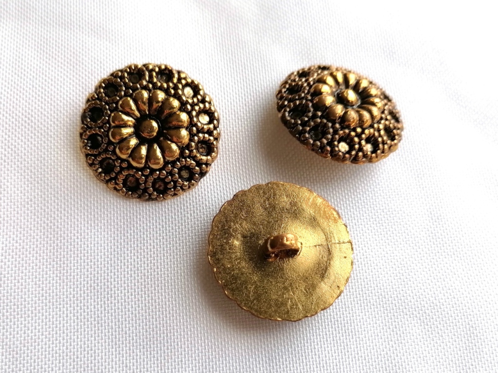 goudkleurige metalenknoop met zwart 25mm - Afbeelding 3