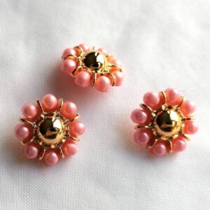 roze bloemenknoop goudkleurig middenstuk 25mm