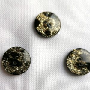 zwart knoopje met glinstertjes 15mm