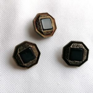 zeshoekig metalen knoopje met zwart 14mm