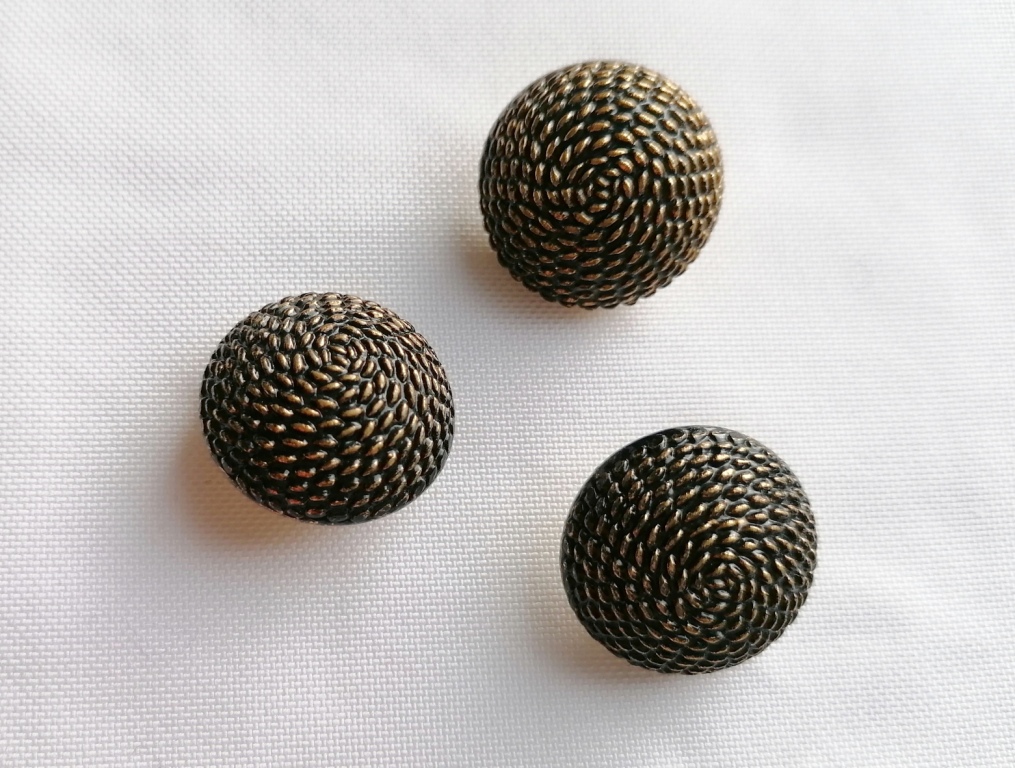 metalen bolvormige knoop zwart goudkleur 23mm