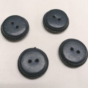 vintage blauwe lederen knoop 25mm 4 stuks