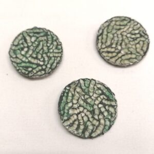 vintage groen beige knoop 36mm 3 stuks