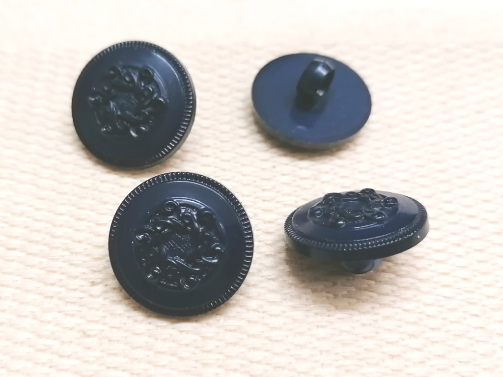 donkerblauwe knoop met motief 18mm 4 stuks