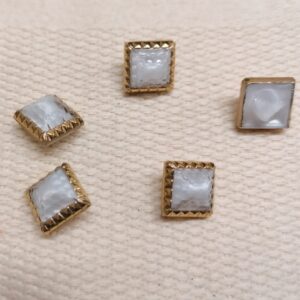 vintage knoop wit goudrand 10mm5 stuks