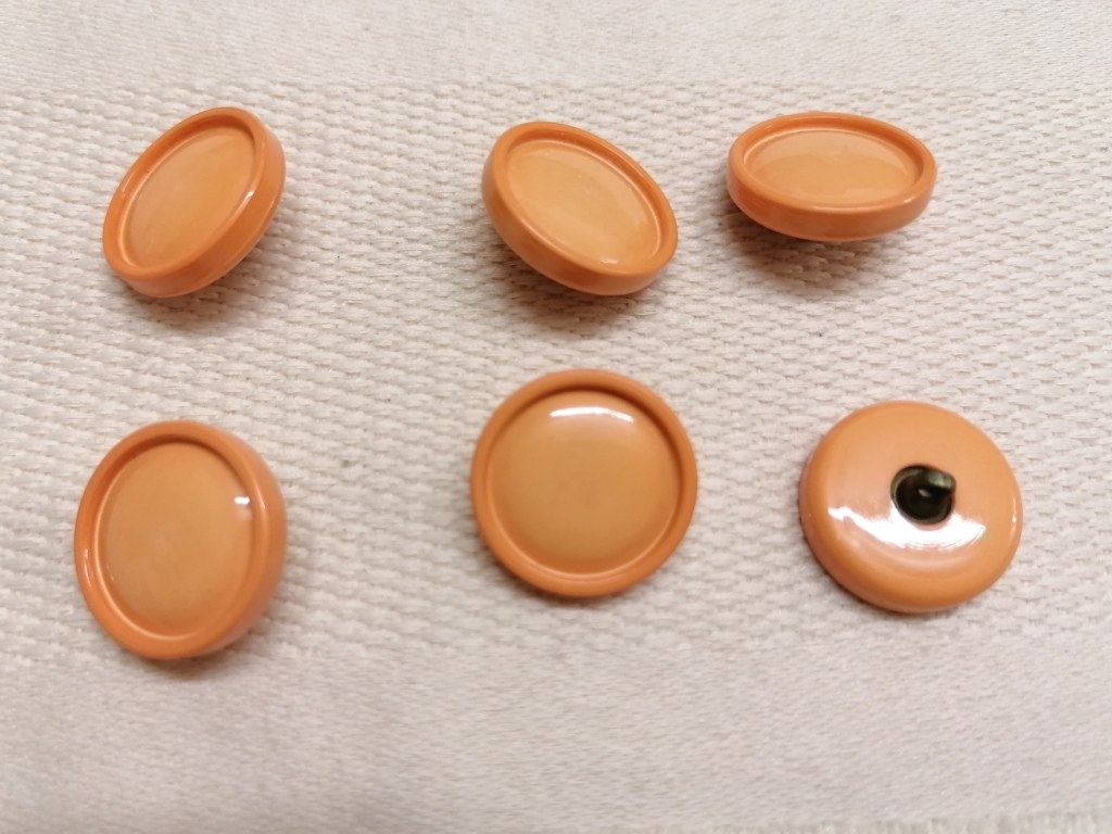 oranje vintage knoop 19mm 6 stuks