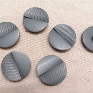 grijze knopen half geribbeld 27mm 6 stuks