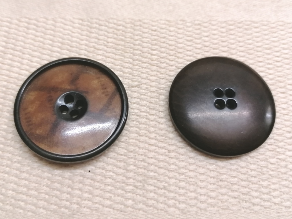 vintage bruin gemeleerde knopen 31mm 2 stuks - Afbeelding 2
