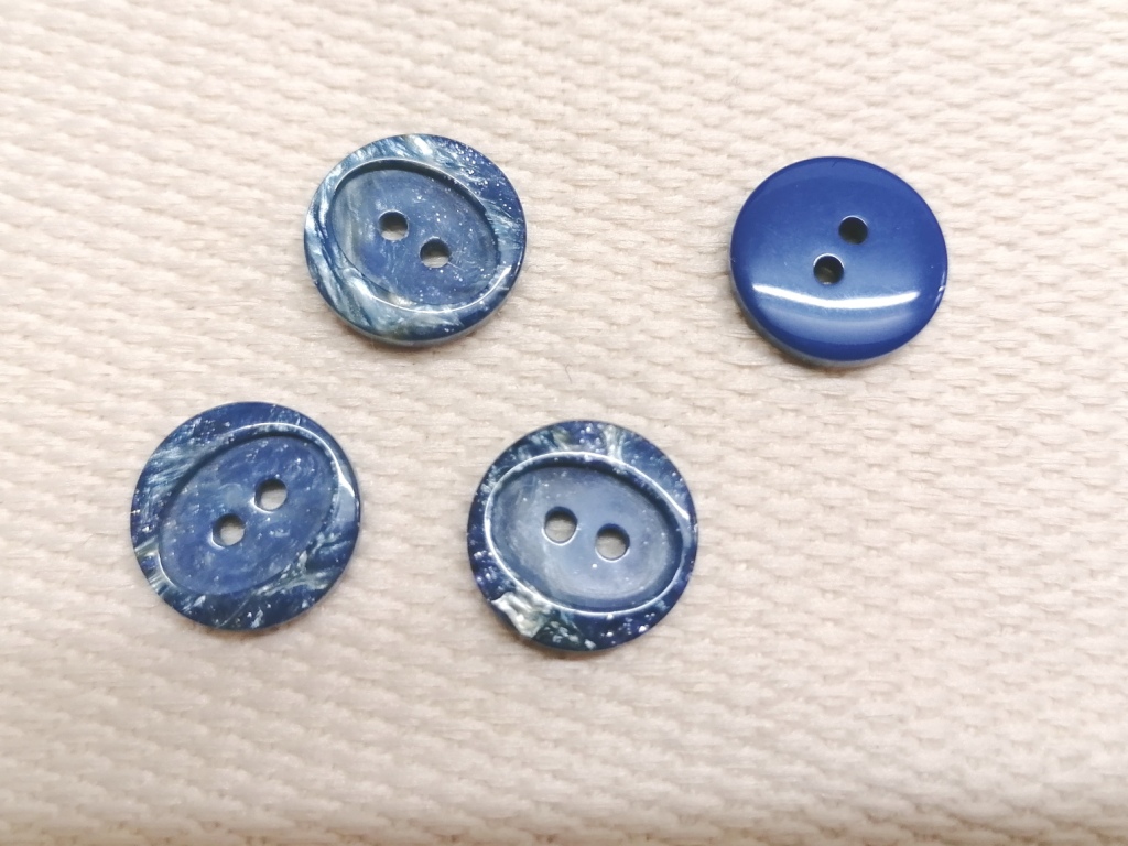 blauw gespikkelde knopen 14mm 4 stuks
