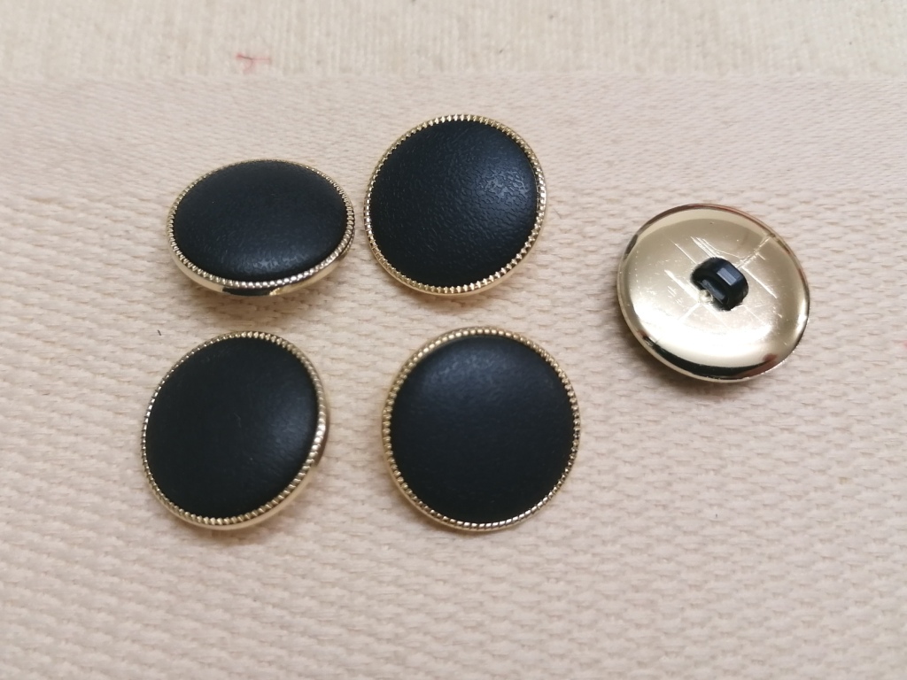 donkerblauwe knopen goudrand 20mm 5 stuks