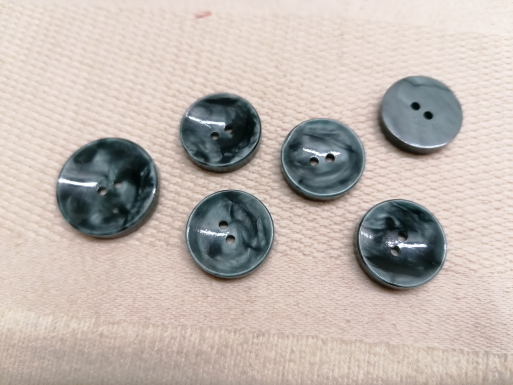 vintage groengrijze gemeleerde knopen 18mm 5st