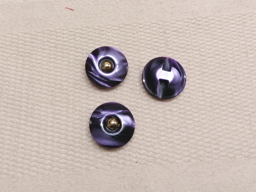 paarse glansknoop goud bolletje 17mm 3 stuks