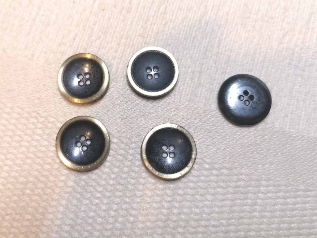zwart metalen knoop 15mm 6 st