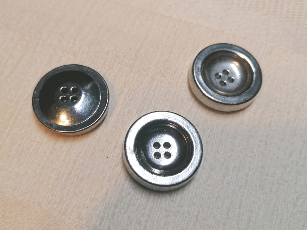 dikke platte metalen knoop 28mm 3 st