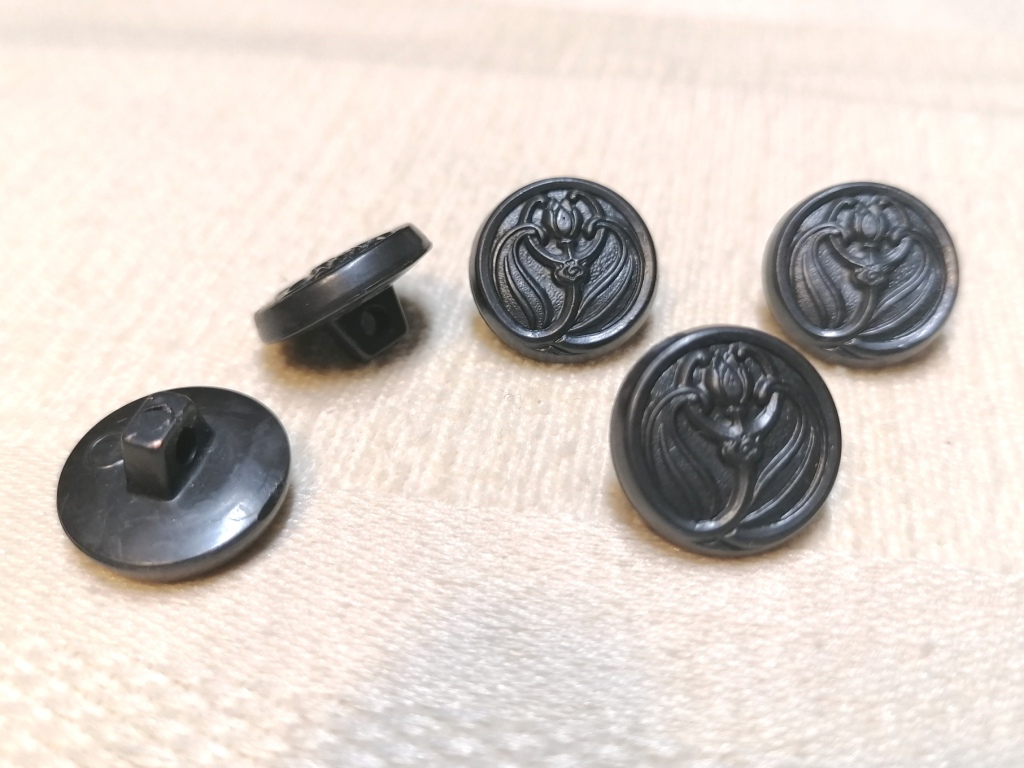 zwarte knoop met motief 15mm 6 st