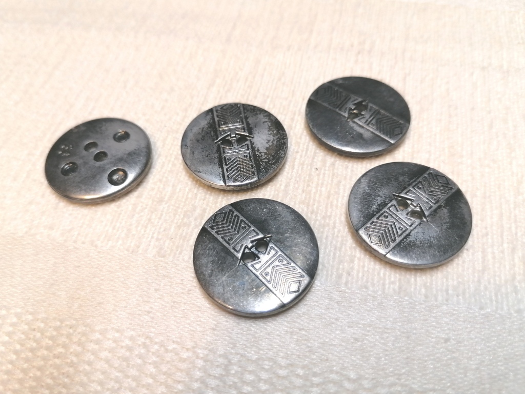 platte metalen knoop 23mm 5 st