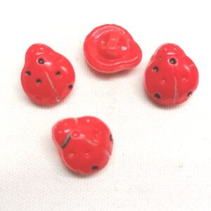 rood glazen meikever knoopje vintage 12mm 4 st