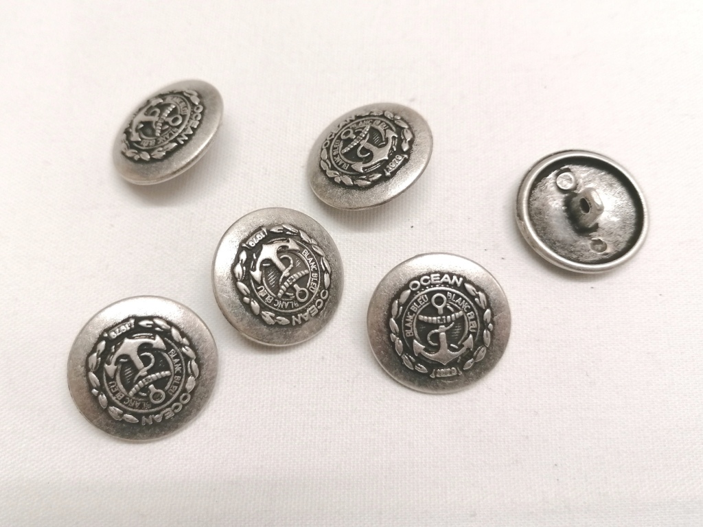 metalen knoop met anker 20mm 6 st