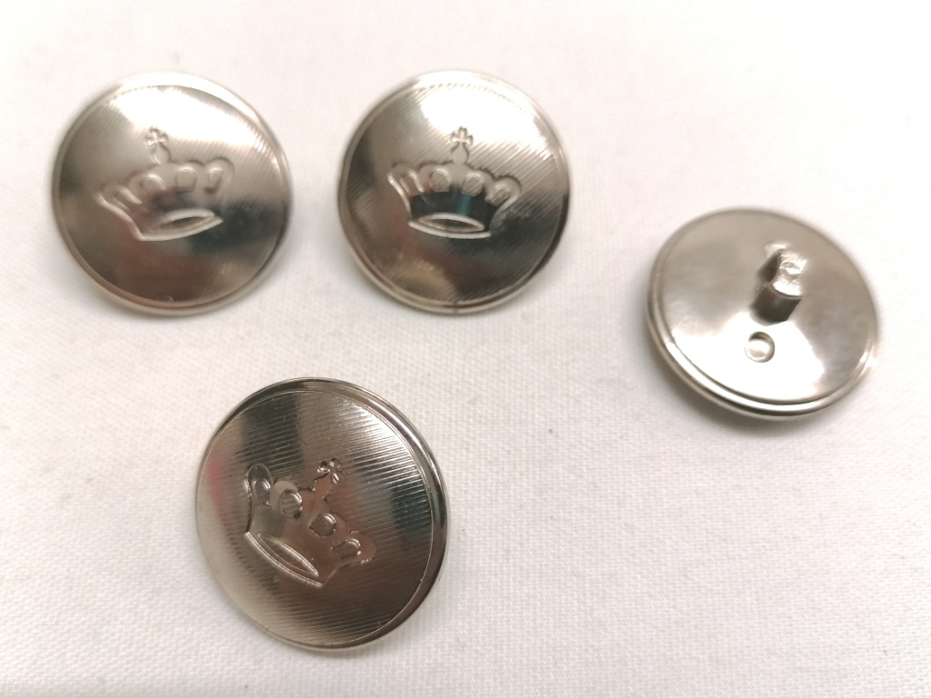 wit metalen knoop kroontje 22mm 4 st