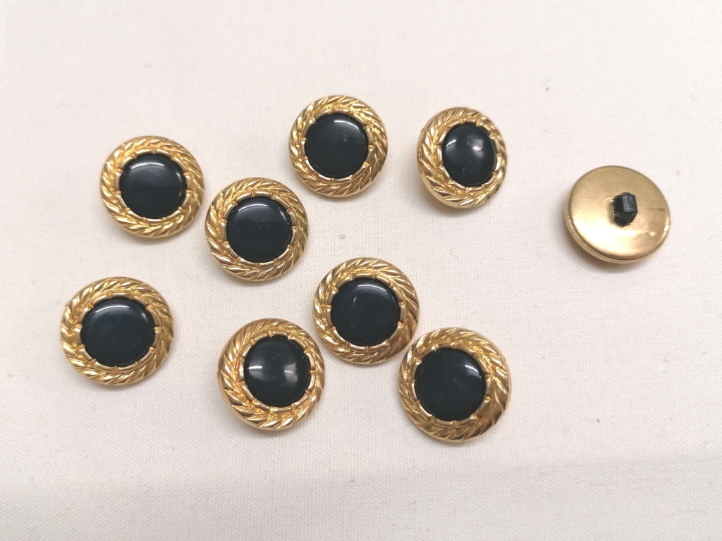 donkerblauw knoop gouden rand 18mm 9 st