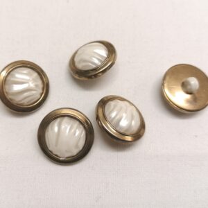 vintage metalen knoop oudgoud wit 18mm 5 st
