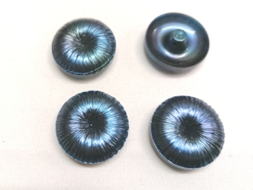 vintage blauwe knoop 23mm 4 st