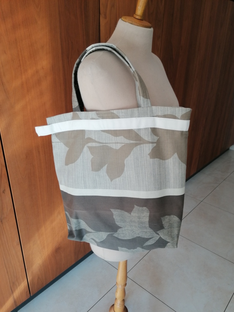shopper bruin beige gestreept met rits
