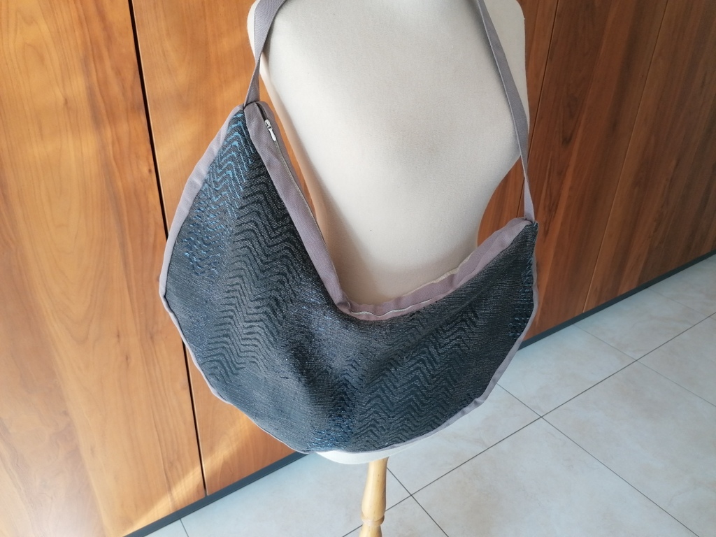 halfronde tas beige blauw - speciale tas - Afbeelding 2