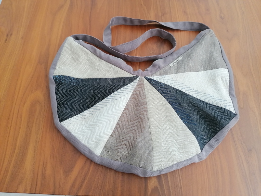halfronde tas beige blauw - speciale tas - Afbeelding 3