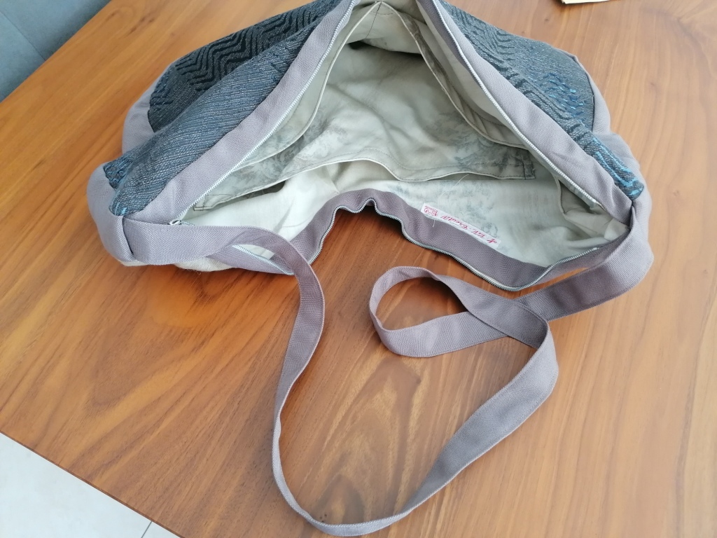 halfronde tas beige blauw - speciale tas - Afbeelding 4