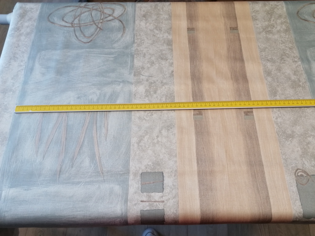 stof licht grijsblauw beige patroon
