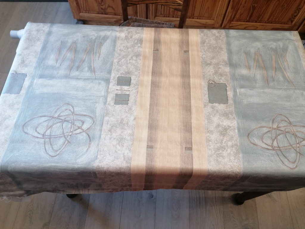 blauw beige gestreepte interieurstof