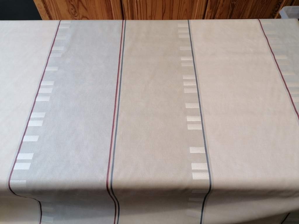 blauw beige gestreepte interieurstof