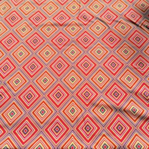 Viscose jersey oranje ruit plat — soepele viscosestof VivCreatiV ongebruikt