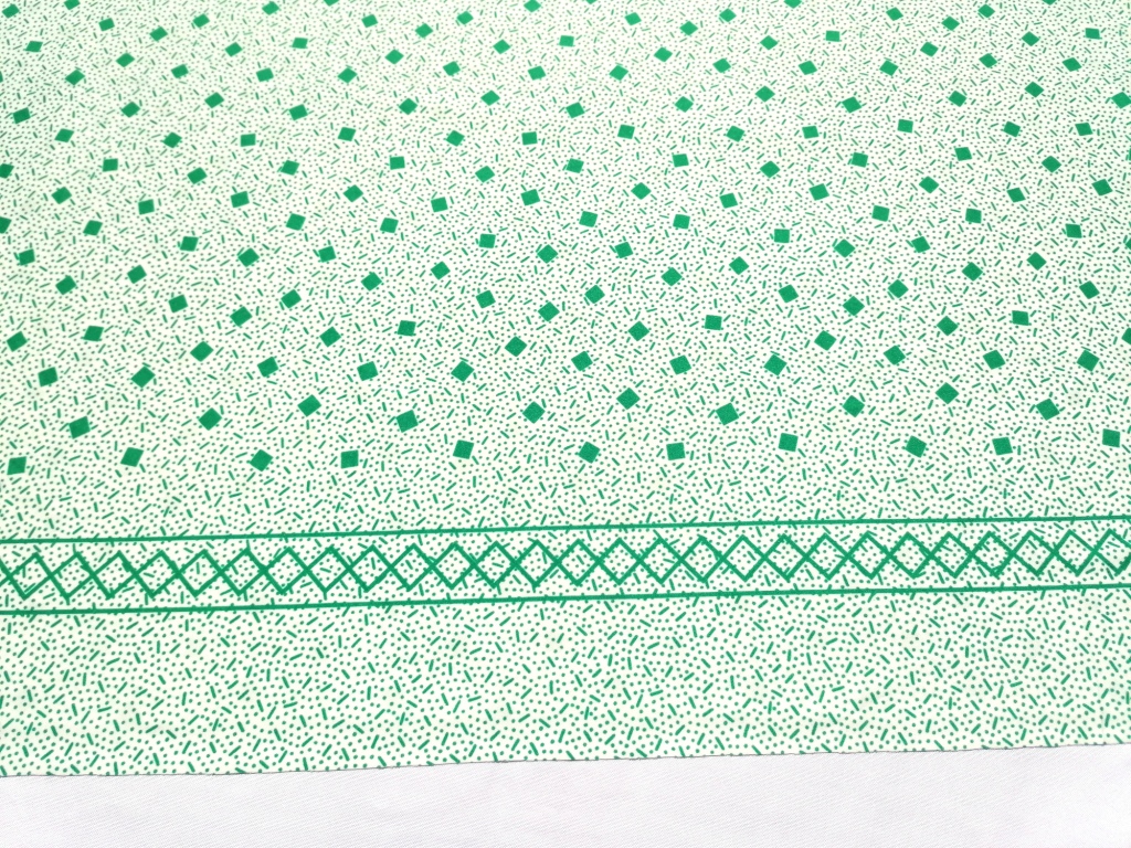jersey stof wit groen met boord
