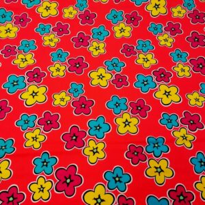 oranje katoen met bloemen /10cm 5m