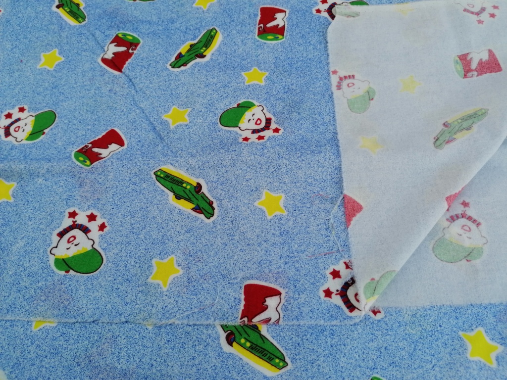 Jaren 80 dunne flanel lichtblauw kindertekening /10cm - Afbeelding 2
