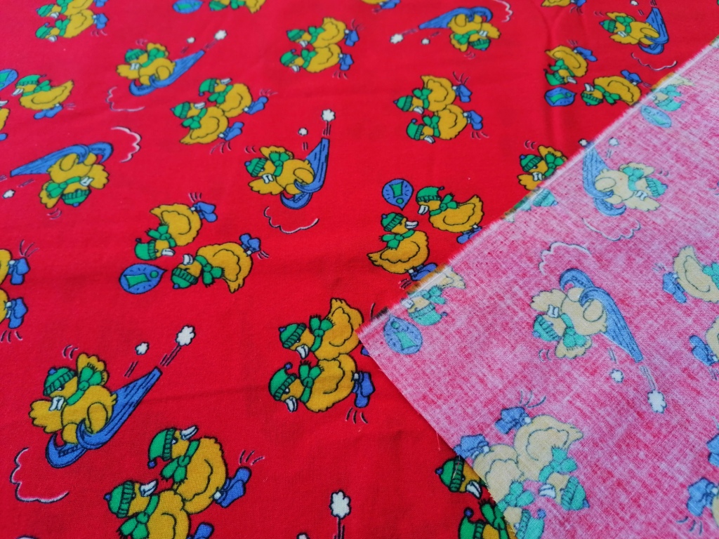 dunne flanel paars - rood met gele eendjes - Afbeelding 5