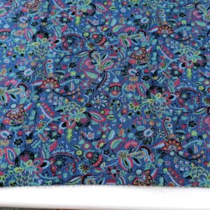 Blauw gebloemde jeans stof