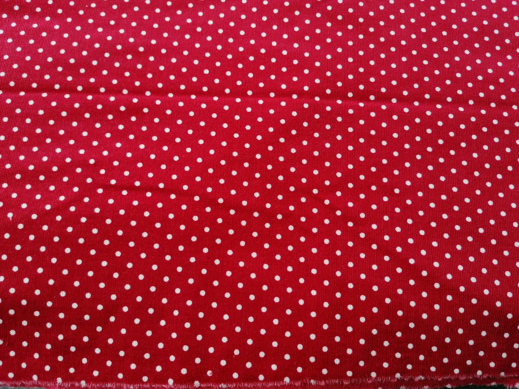 rode ribfluweel katoen polkadots stof